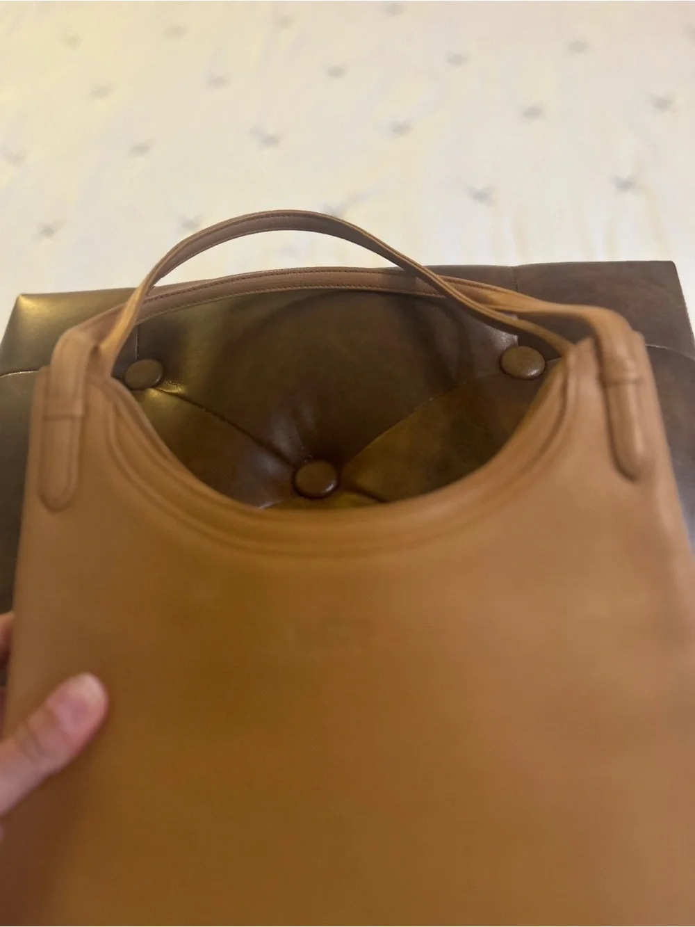 Authentic Vintage Valentino Garavani Tan Leather Hobo-Style Bag